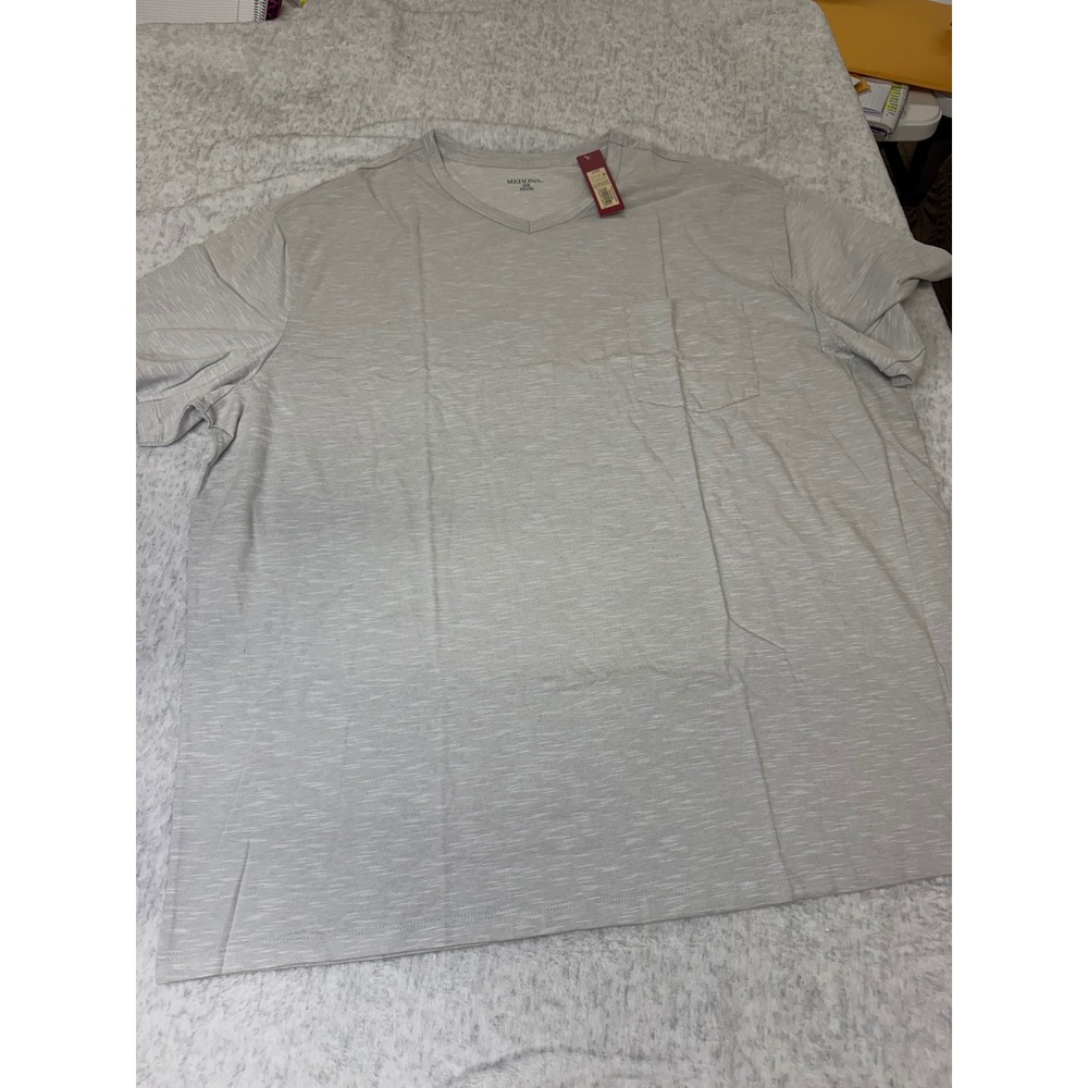 Merona Mens 3XB V-Neck Pocket T-Shirt Gray Slub Knit Short Sleeve Tee NWT